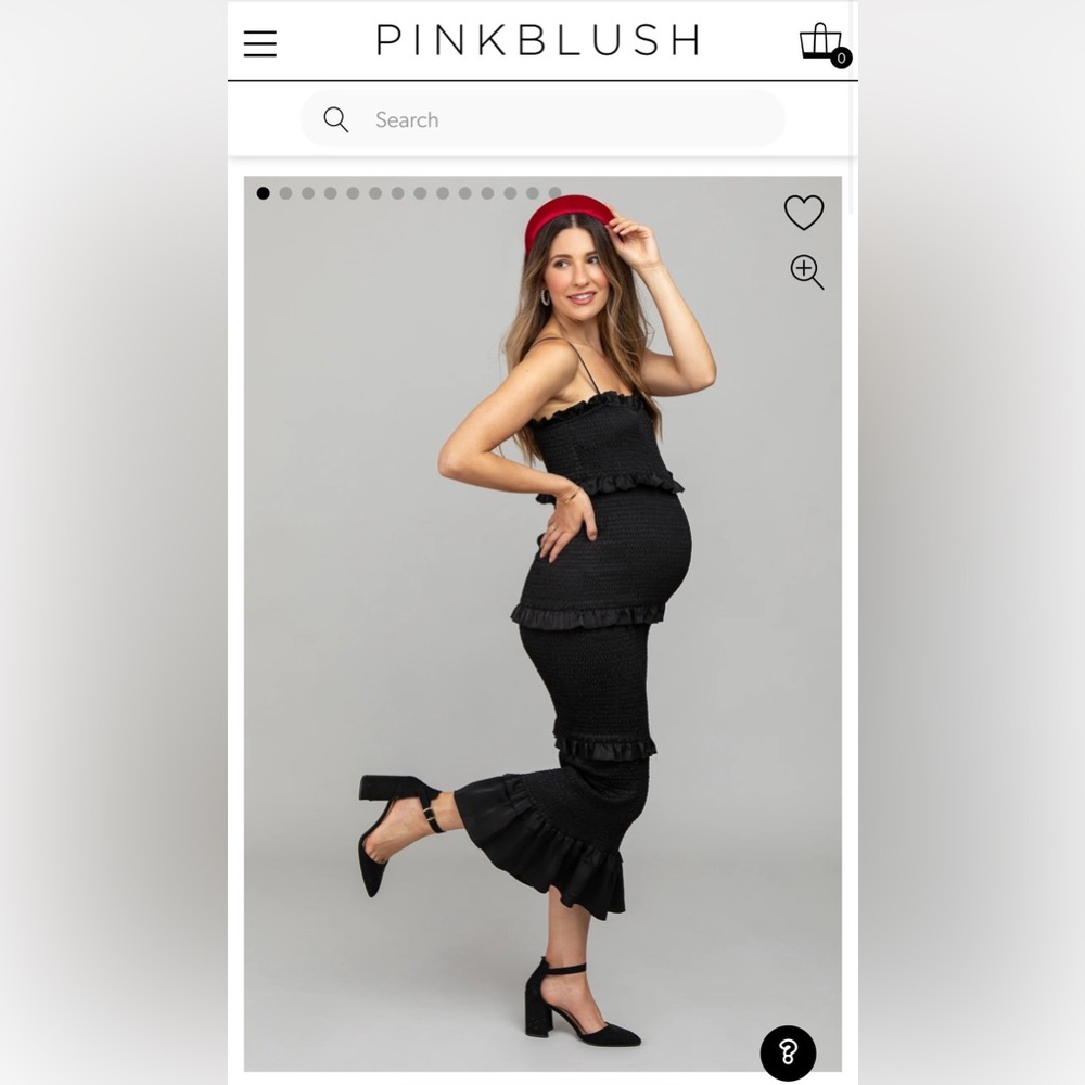 Brand new black satin smocked fitted maternity dress! Size large
